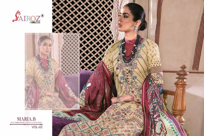 Sairoz Maria B Self Embroidery 2 Heavy Festive Wear Cotton Pakistani Suits Latest Collection 